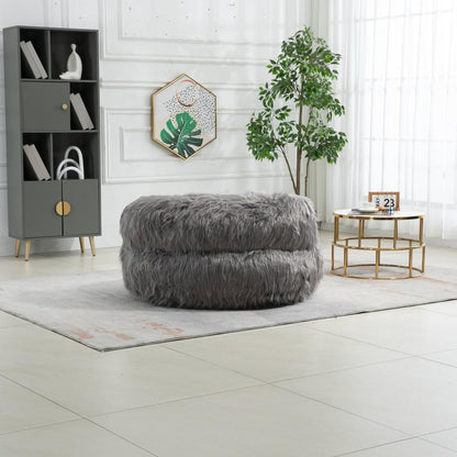 Bean Bag Chair Faux fur Lazy Sofa /Footstool Durable Comfort Lounger High Back Bean Bag Chair Couch for Adults and Kids, Indoor