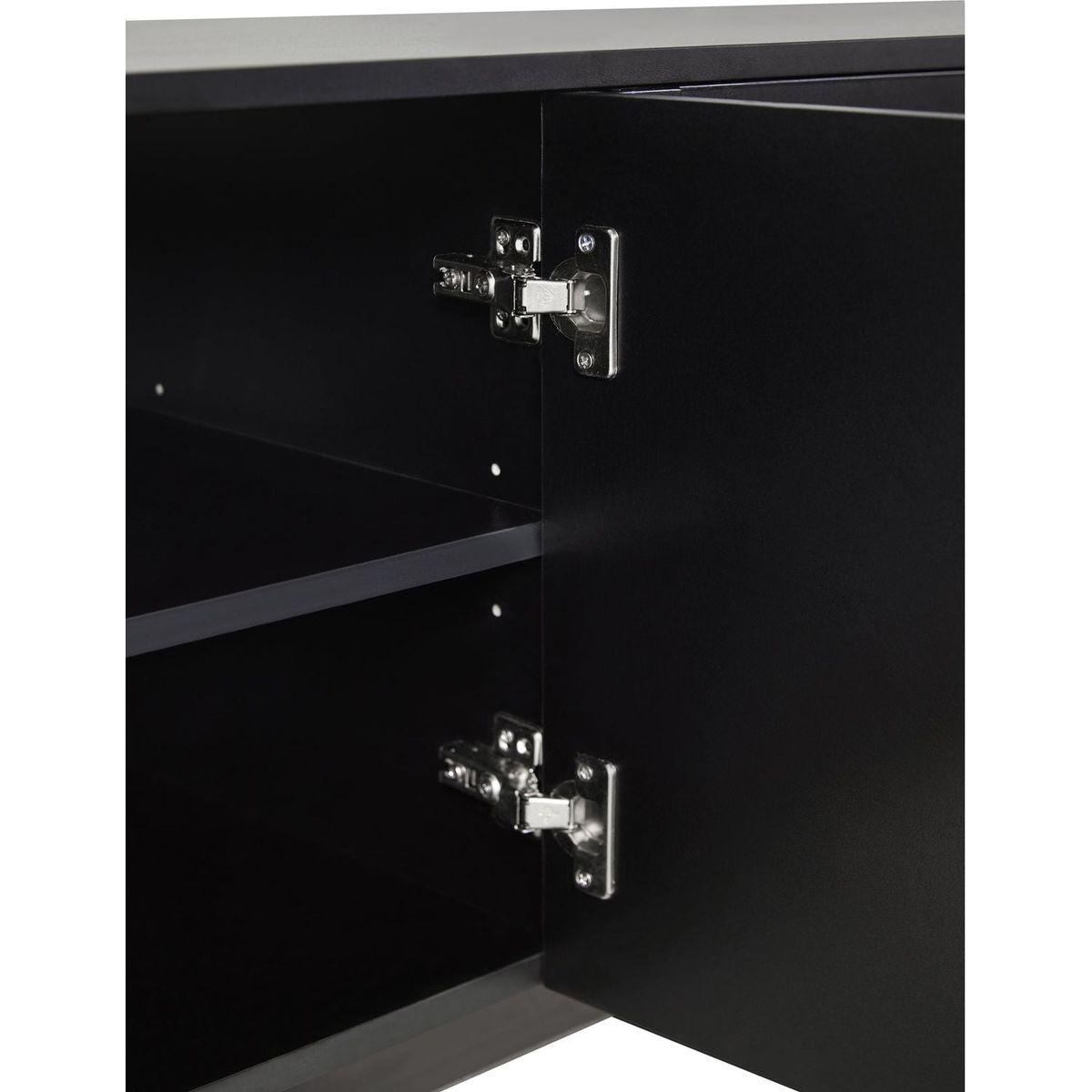 Graceful TV Stand with Arch Cabinets for TVs Up to 78", Minimalist Entertainment Center with Solid Wood Legs, Practical Media Console with Adjustable Shelves for Living Room, Black