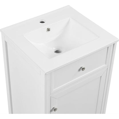 20" Bathroom Vanity with Sink, Bathroom Cabinet with Soft Closing Door, Storage Rack and Adjustable Shelve, White