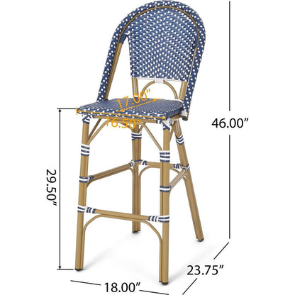WICKER BAR STOOL WITH ALUMINUM FRAME