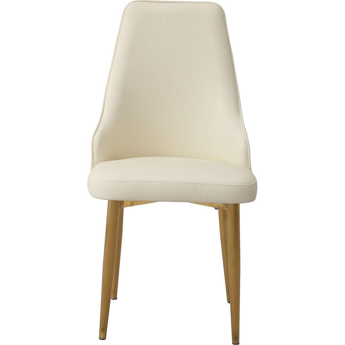 Dining Chair with PU Leather White strong metal legs (Set of 2) - Streamdale Furniture