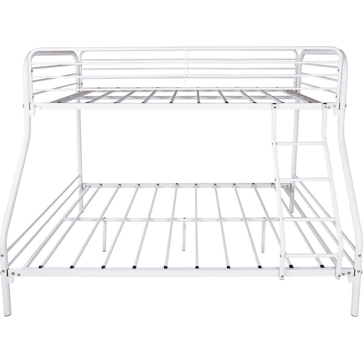 Twin-Over-Full Metal Bunk Bed, Heavy Duty Bunk Bed,Easy Assembly with Enhanced Upper-Level Guardrail, White