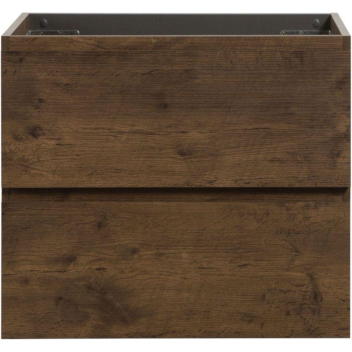 Alice-24W-105,Wall mount cabinet WITHOUT basin,Walnut color,With two drawers, Pre-assembled - Streamdale Furniture