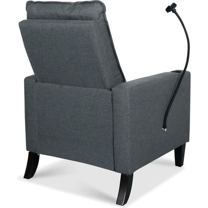 Recliner Chairs for Adults, Adjustable Recliner Sofa with Mobile Phone Holder & Cup Holder, Modern Reclining Chairs Fabric Push Back Recliner Chairs for Living Room, Bedroom, Gray