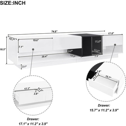 Sleek and Stylish TV Stand with Perfect Storage Solution, Two-tone Media Console for TVs Up to 80", Functional TV Cabinet with Versatile Compartment for Living Room, White