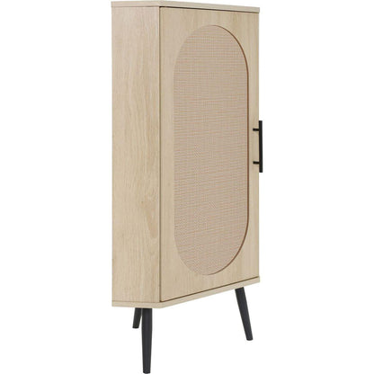 Corner cabinet, Rattan door,Freestanding Corner Tables For Small Spaces, Corner Shelf Stand For Living Room, Kitchen, Bathroom, Bedroom