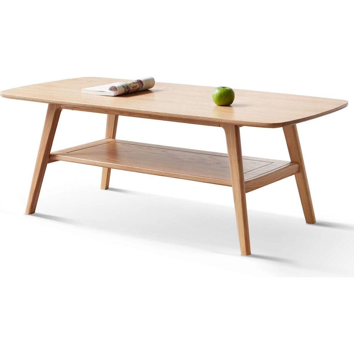 Center table Low Table 100% solid wood Top plate Desk Coffee table Width 80 x Depth 50 x Height 44 cm Study desk Work from home Easy to assemble Natural wood with storage shelf Natural writing desk