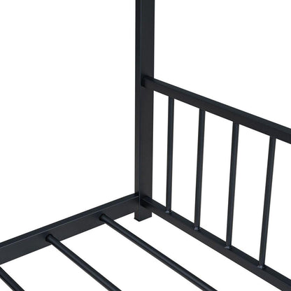 Full Size Metal House Bed, Black