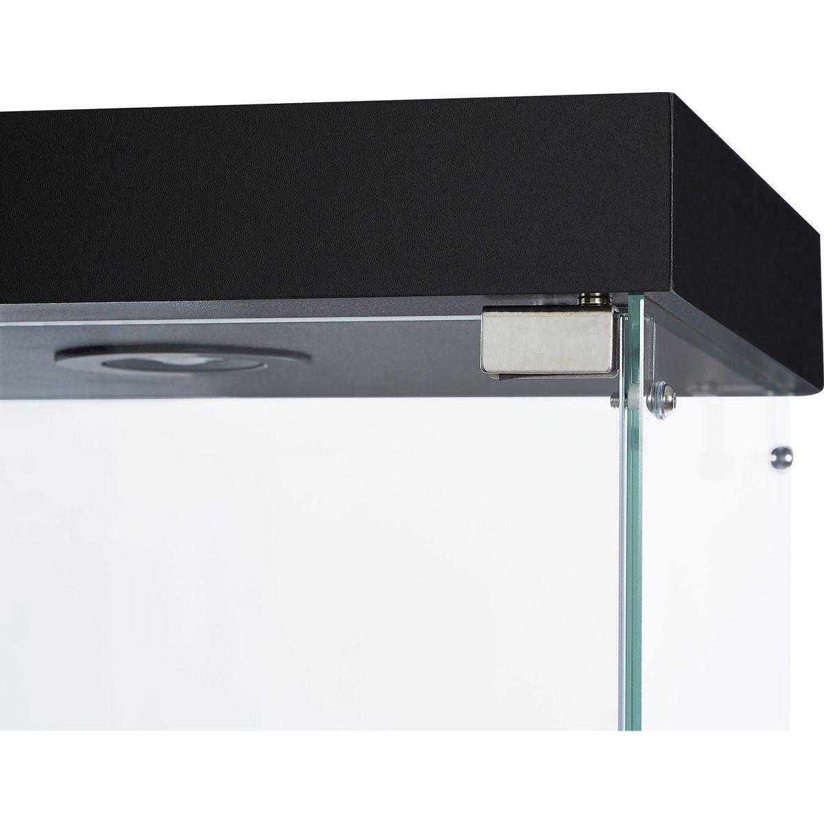 4-Tier Glass Display Cabinet, Double Door Glass Cabinet, Four Partitions, Two Locks, Floor Standing Storage Cabinet for Living Room, Bedroom, Showroom and Office, Black, 31.5"L x 14.2"W x 66.3"H