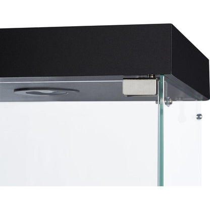 4-Tier Glass Display Cabinet, Double Door Glass Cabinet, Four Partitions, Two Locks, Floor Standing Storage Cabinet for Living Room, Bedroom, Showroom and Office, Black, 31.5"L x 14.2"W x 66.3"H