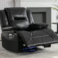 360 Swivel and Rocking Home Theater Recliner Manual Recliner Chair with a LED Light Strip for Living Room,Bedroom, Black