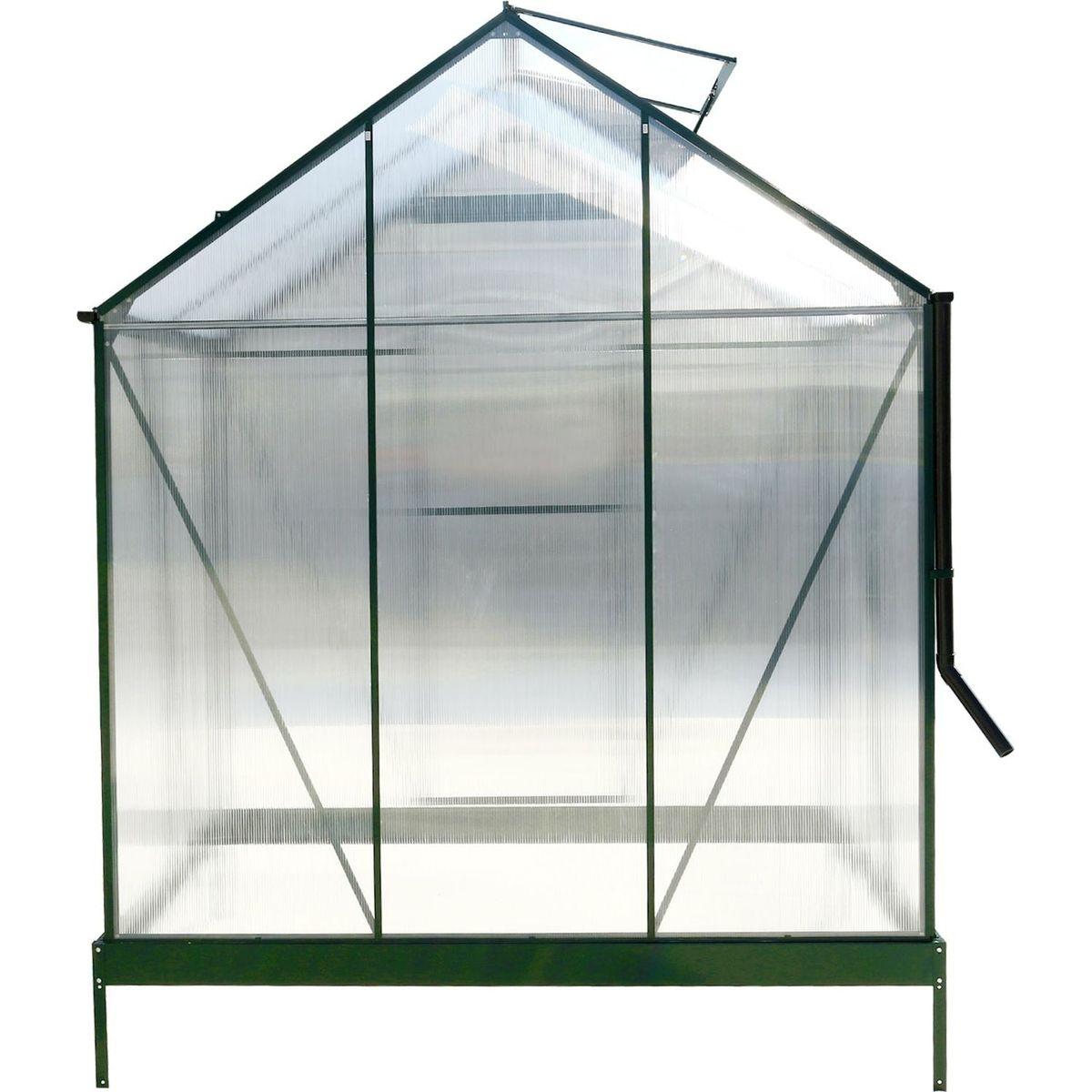 6.3'x4.2'x7' Polycarbonate Greenhouse, Heavy Duty Outdoor Aluminum Walk-in Green House Kit with Rain Gutter, Vent and Door for Backyard Garden, color green
