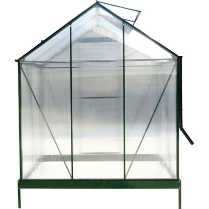 6.3'x4.2'x7' Polycarbonate Greenhouse, Heavy Duty Outdoor Aluminum Walk-in Green House Kit with Rain Gutter, Vent and Door for Backyard Garden, color green