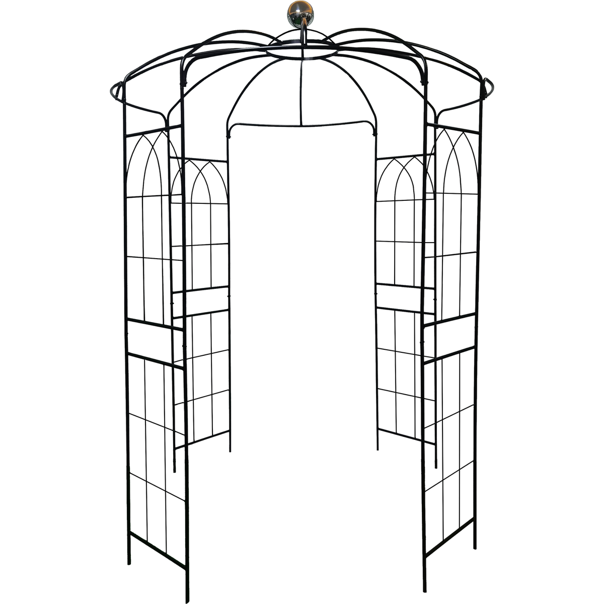 Metal Garden Arch Iron Garden Arbors Gazebo Dia 81.3" x 114.2" High Birdcage Shape Pergola Pavilion for Wedding Ceremony White