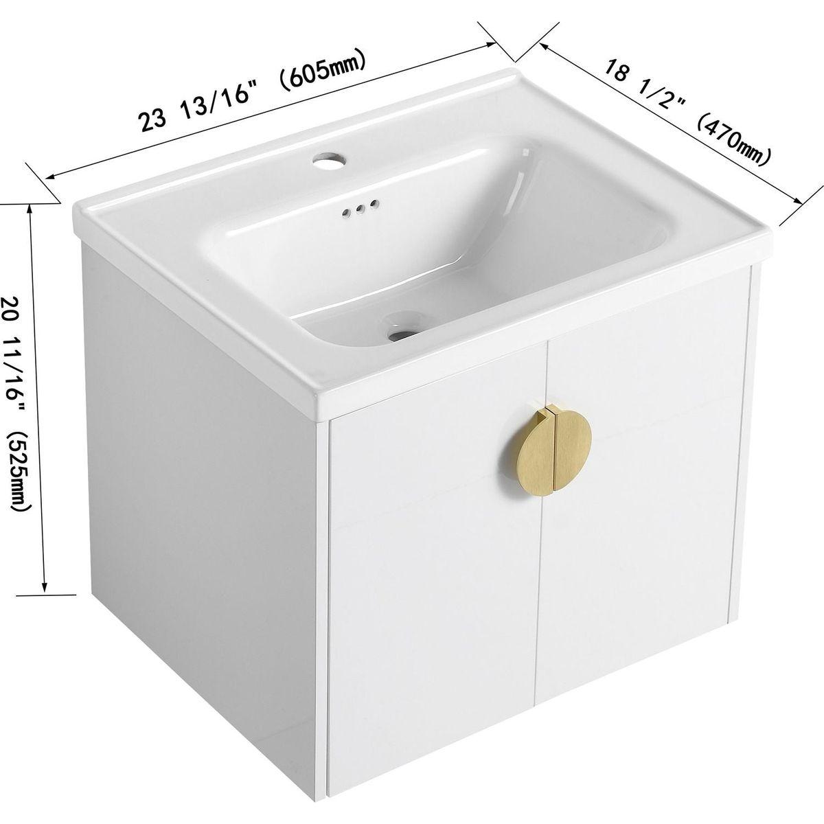 24 Inch Soft Close Doors Bathroom Vanity With Sink, For Small Bathroom (KD-Packing)