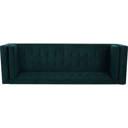3-Seater Sofa, Upholstered Tufted Coach, Velvet Sofa, Green
