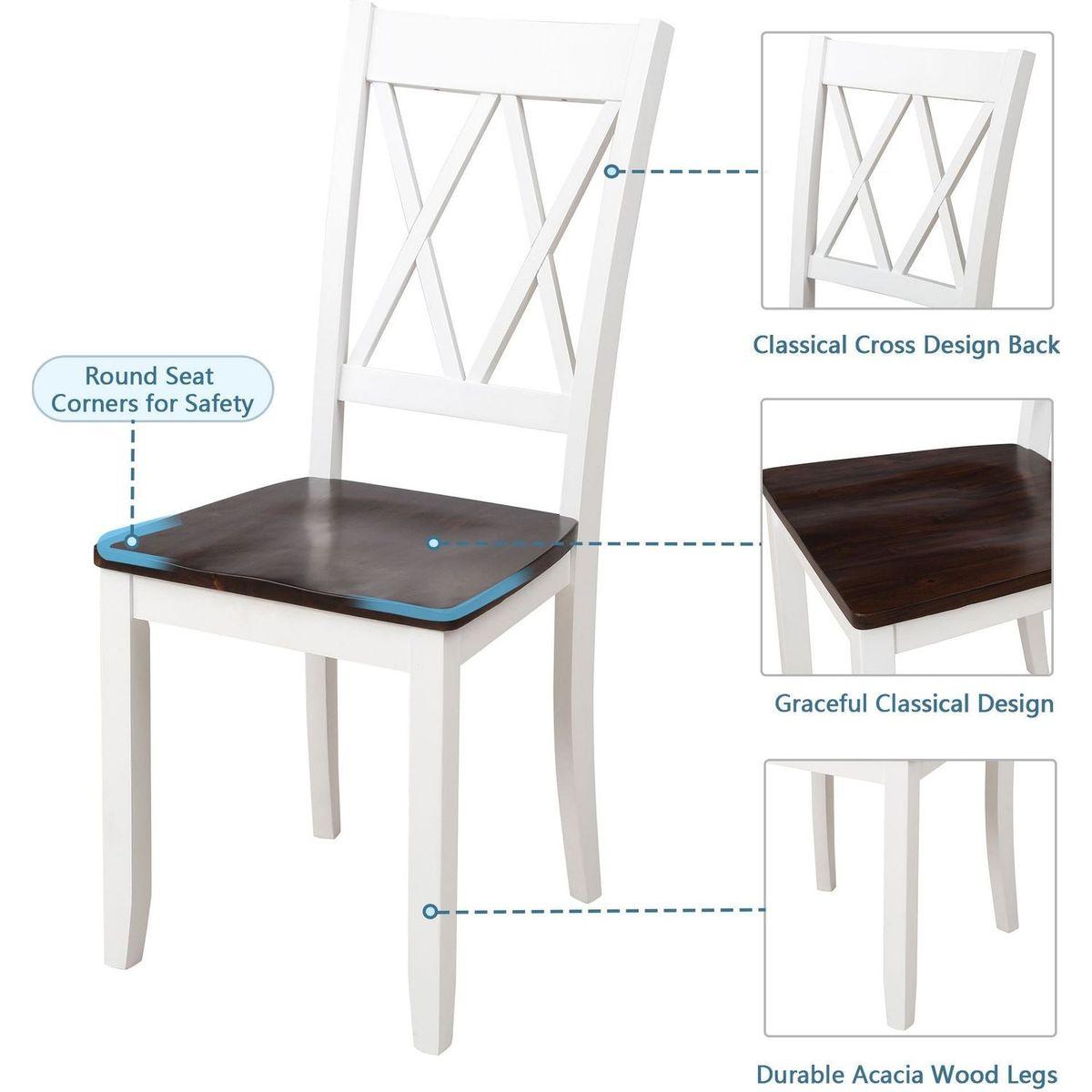 5-Piece Dining Table Set Home Kitchen Table and Chairs Wood Dining Set, White+Cherry