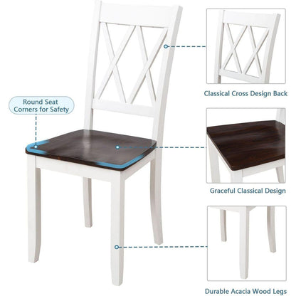 5-Piece Dining Table Set Home Kitchen Table and Chairs Wood Dining Set, White+Cherry