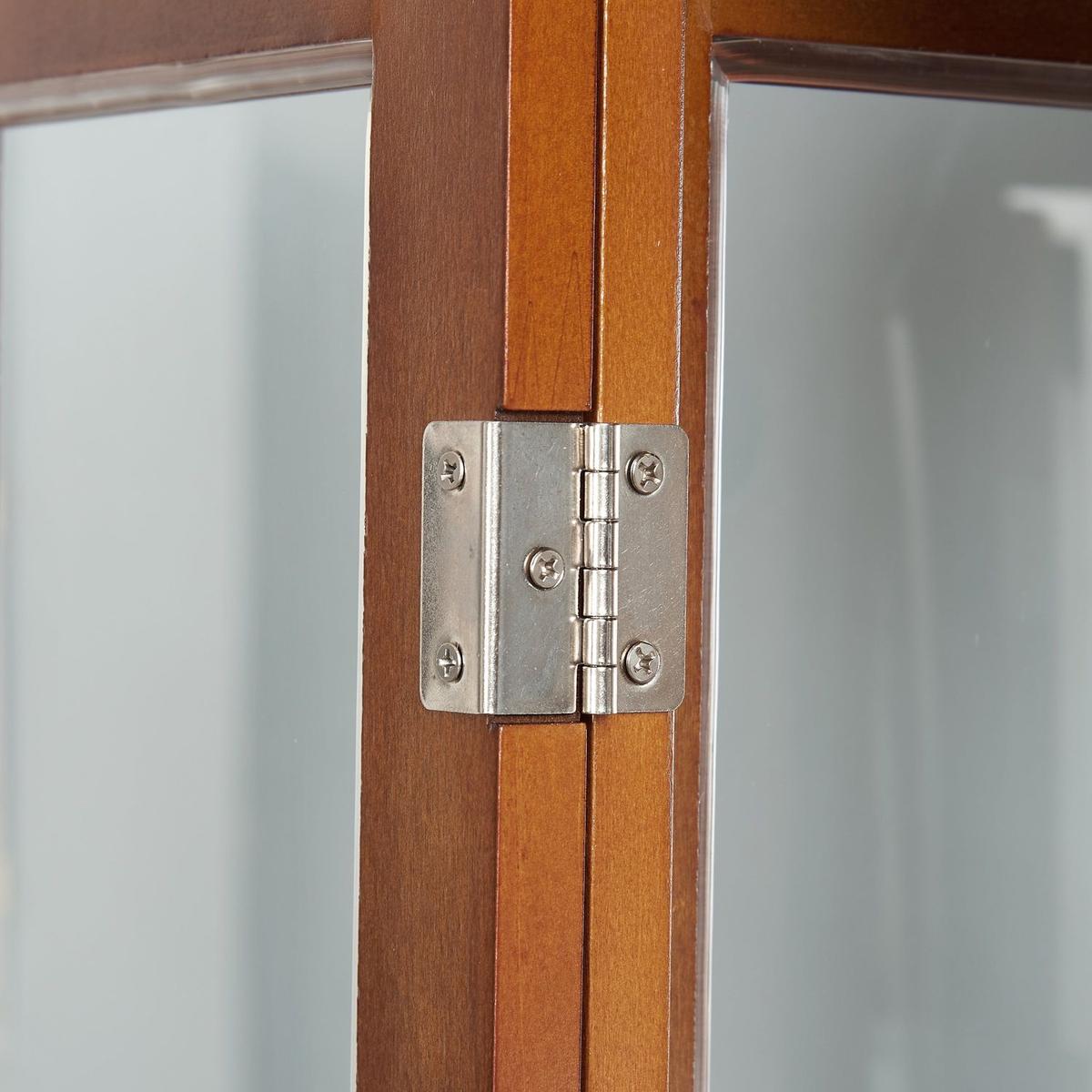 Curio Cabinet Lighted Curio Diapaly Cabinet with Adjustable Shelves and Mirrored Back Panel, Tempered Glass Doors (Walnut, 6 Tier), (E26 light bulb not included)