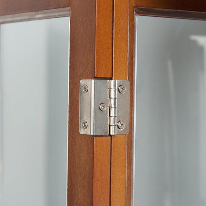 Curio Cabinet Lighted Curio Diapaly Cabinet with Adjustable Shelves and Mirrored Back Panel, Tempered Glass Doors (Walnut, 6 Tier), (E26 light bulb not included)