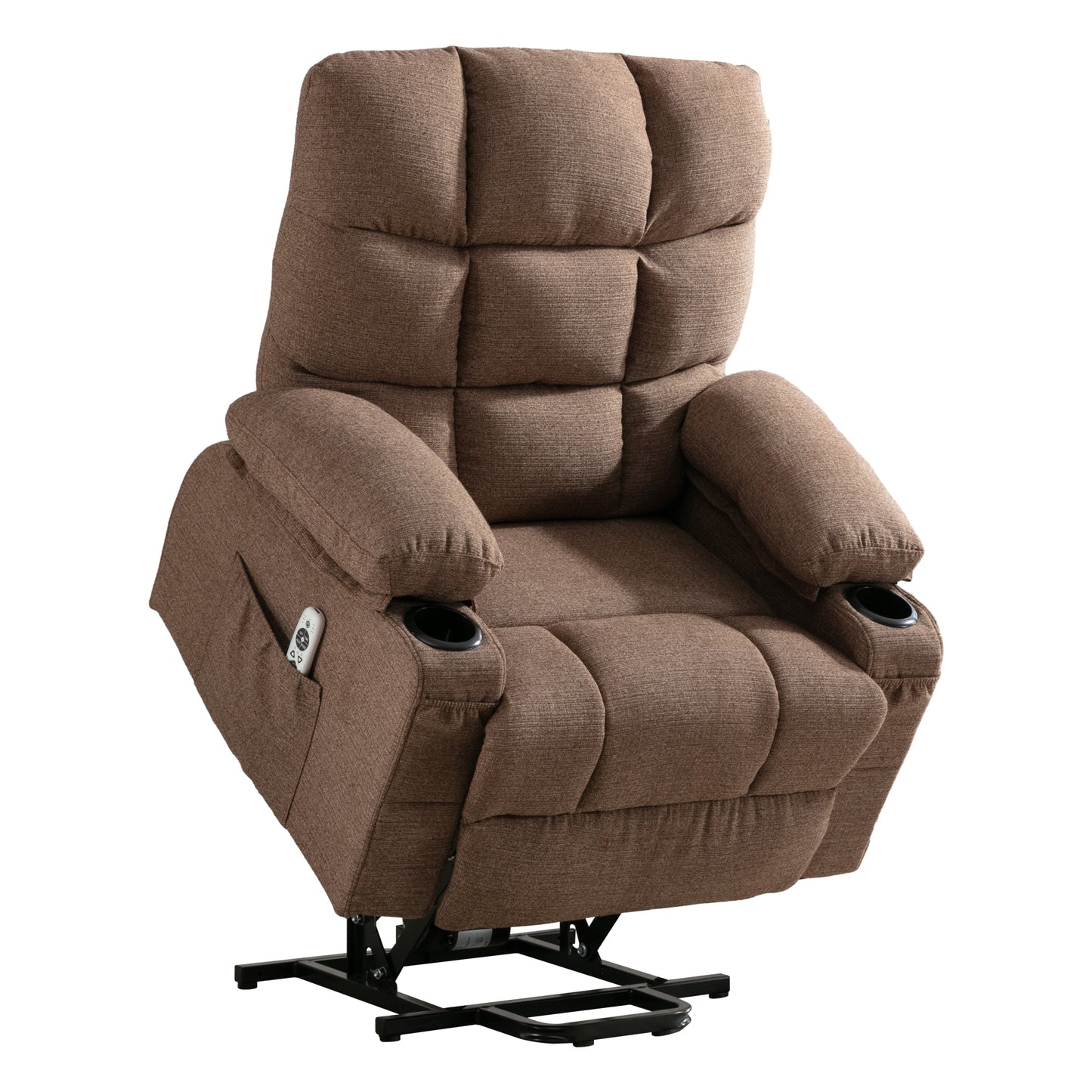 Power Lift Recliner Chair Recliners for Elderly with Heat and Massage Recliner Chair for Living Room with Infinite Position and Side Pocket,USB Charge Port.BROWN