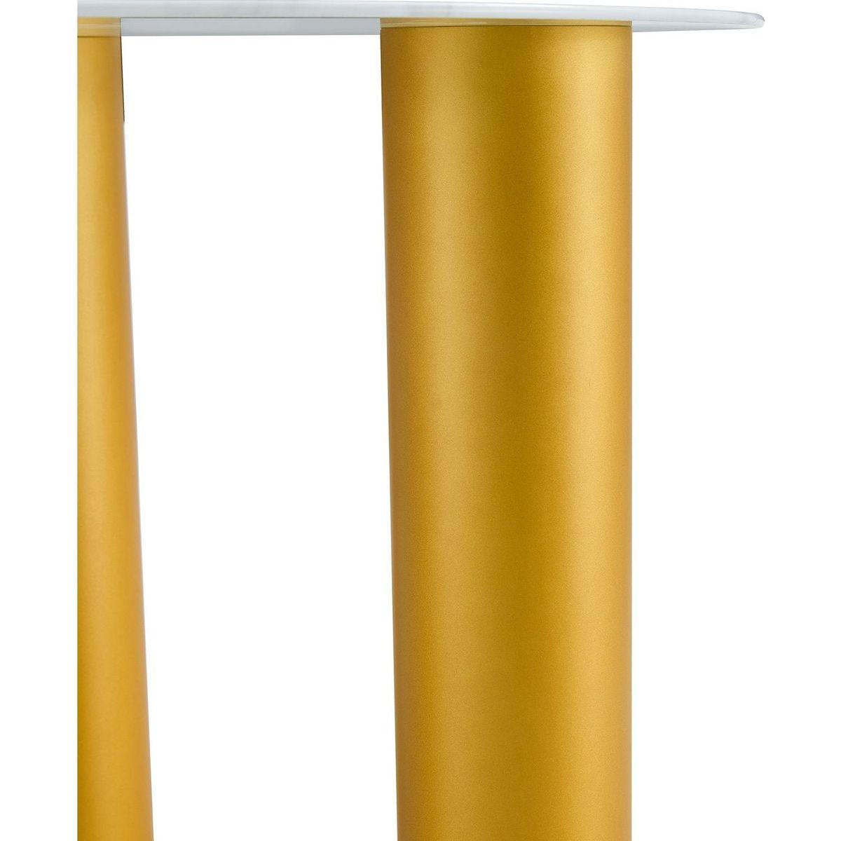 Round white dining table, artificial marble glass stickers, golden MDF legs, kitchen dining table, living room dining table 40 "x 40" x 29.4 "F-X03