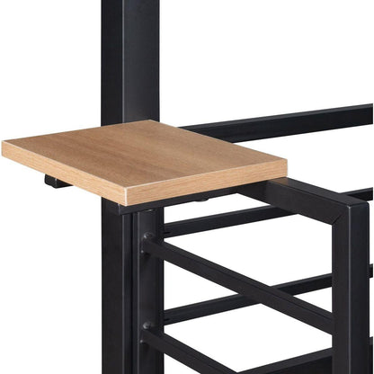 Twin Over Twin Metal Bunk Bed, Metal Housebed With Slide,Three Colors Available.(Black with Black Slide)