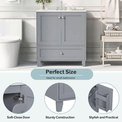 30" Premium Bathroom Vanity Set with Ceramic Sink and Ample Storage Space - Ideal for Small Bathrooms