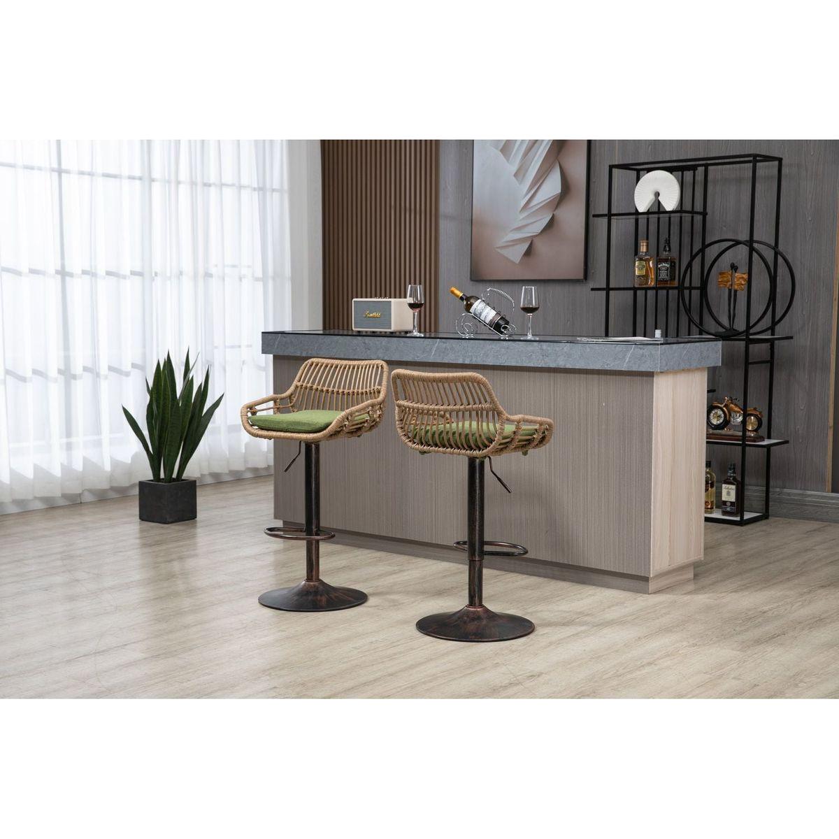 Swivel Bar Stools Set of 2 Adjustable Counter Height Chairs with Footrest for Kitchen, Dining Room 2PC/SET