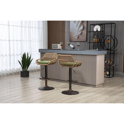 Swivel Bar Stools Set of 2 Adjustable Counter Height Chairs with Footrest for Kitchen, Dining Room 2PC/SET