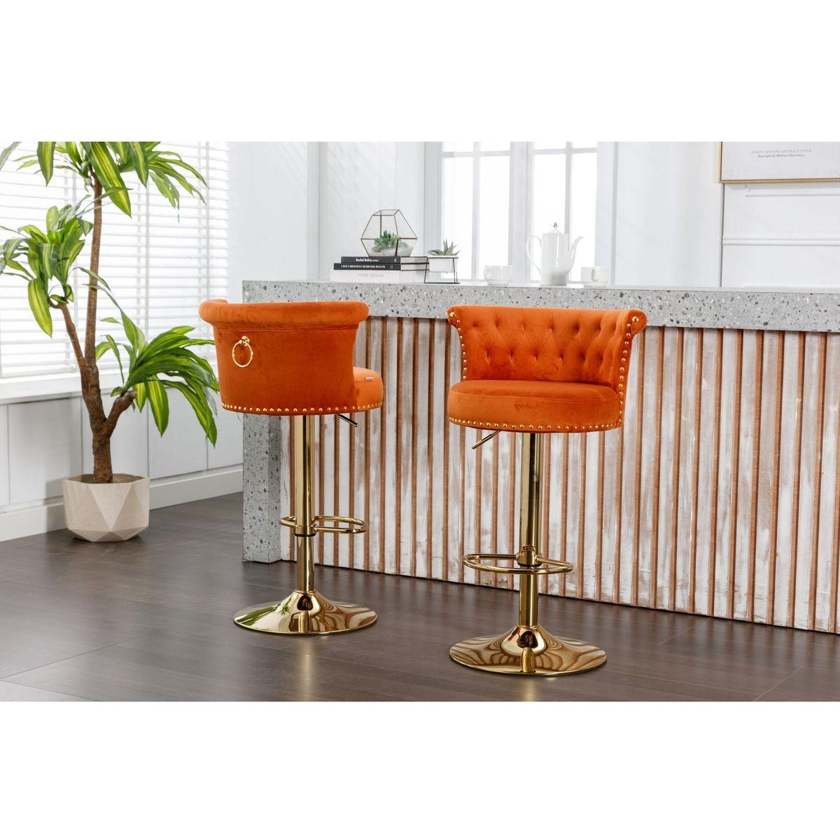 COOLMORE Swivel Bar Stools Set of 2 Adjustable Counter Height Chairs with Footrest for Kitchen, Dining Room 2PC/SET