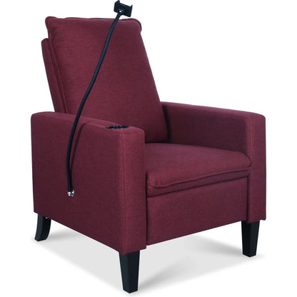 Recliner Chairs for Adults, Adjustable Recliner Sofa with Mobile Phone Holder & Cup Holder, Modern Reclining Chairs Fabric Push Back Recliner Chairs for Living Room, Bedroom, RED