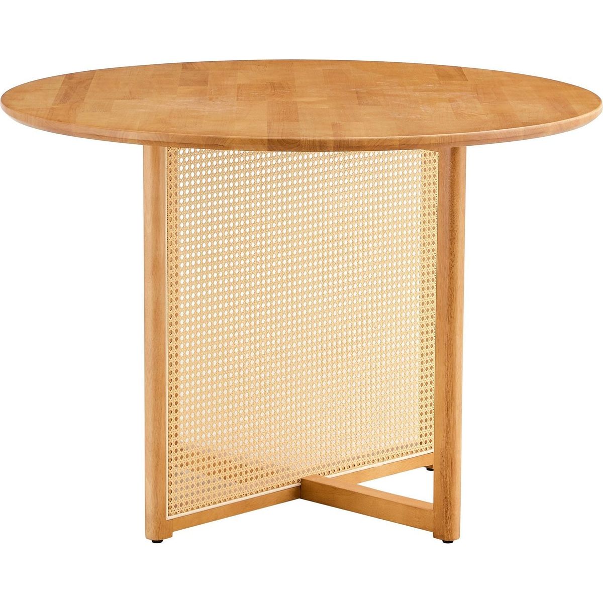 Chinese countryside retro solid wood round table, simple modern imitation rattan table, wooden table, desk. Suitable for dining room, living room, office