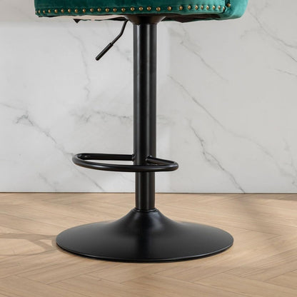 Swivel Velvet Barstools Adjusatble Seat Height from 25-33 Inch,17.7inch base, Modern Upholstered Bar Stools with Backs Comfortable Tufted for Home Pub and Kitchen Island,Green,Set of 2