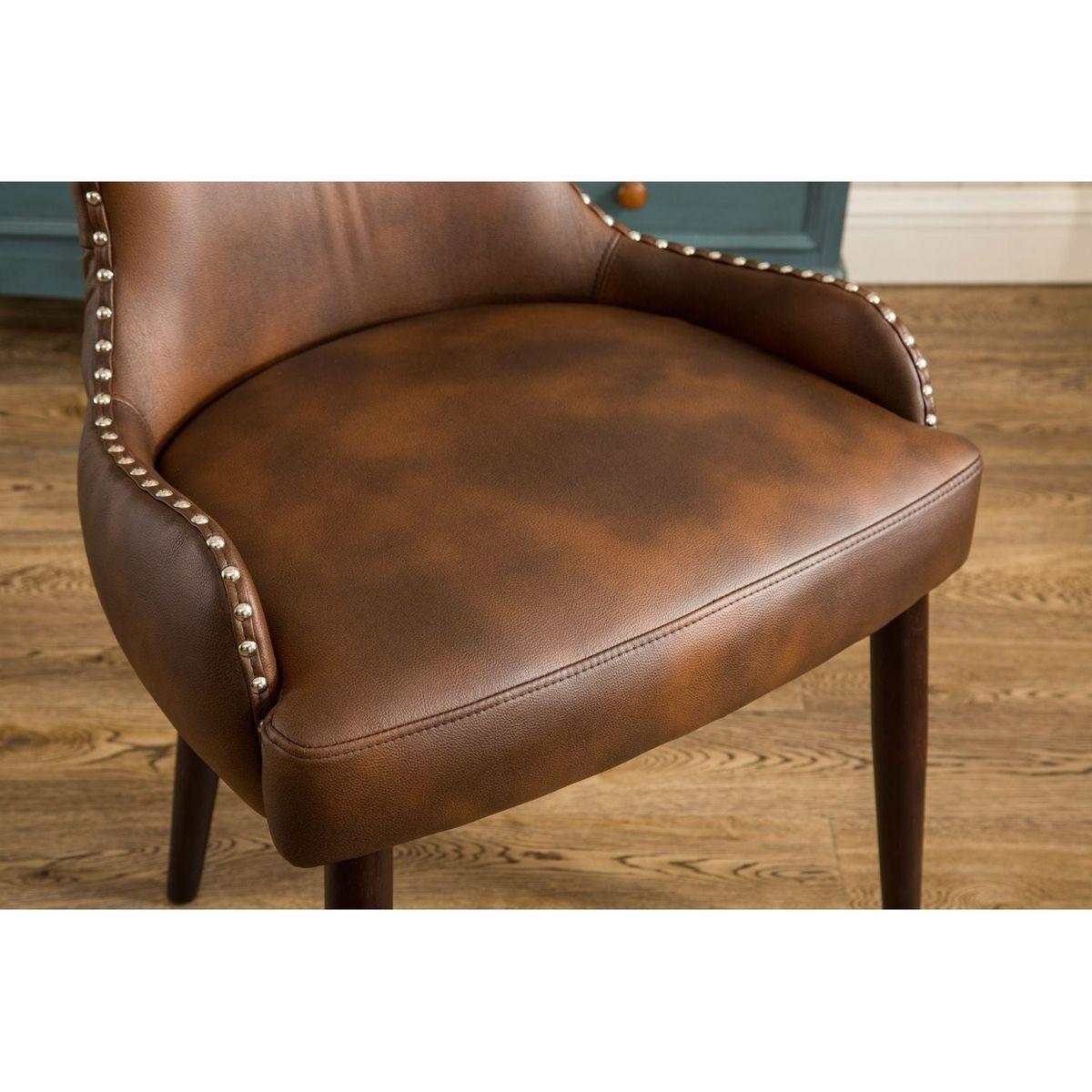 Viking Tufted Button Back barrel chair with Nailhead, Brown