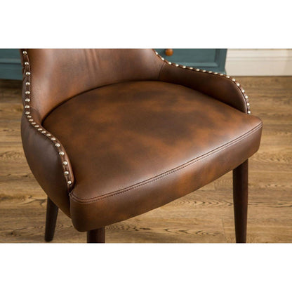 Viking Tufted Button Back barrel chair with Nailhead, Brown