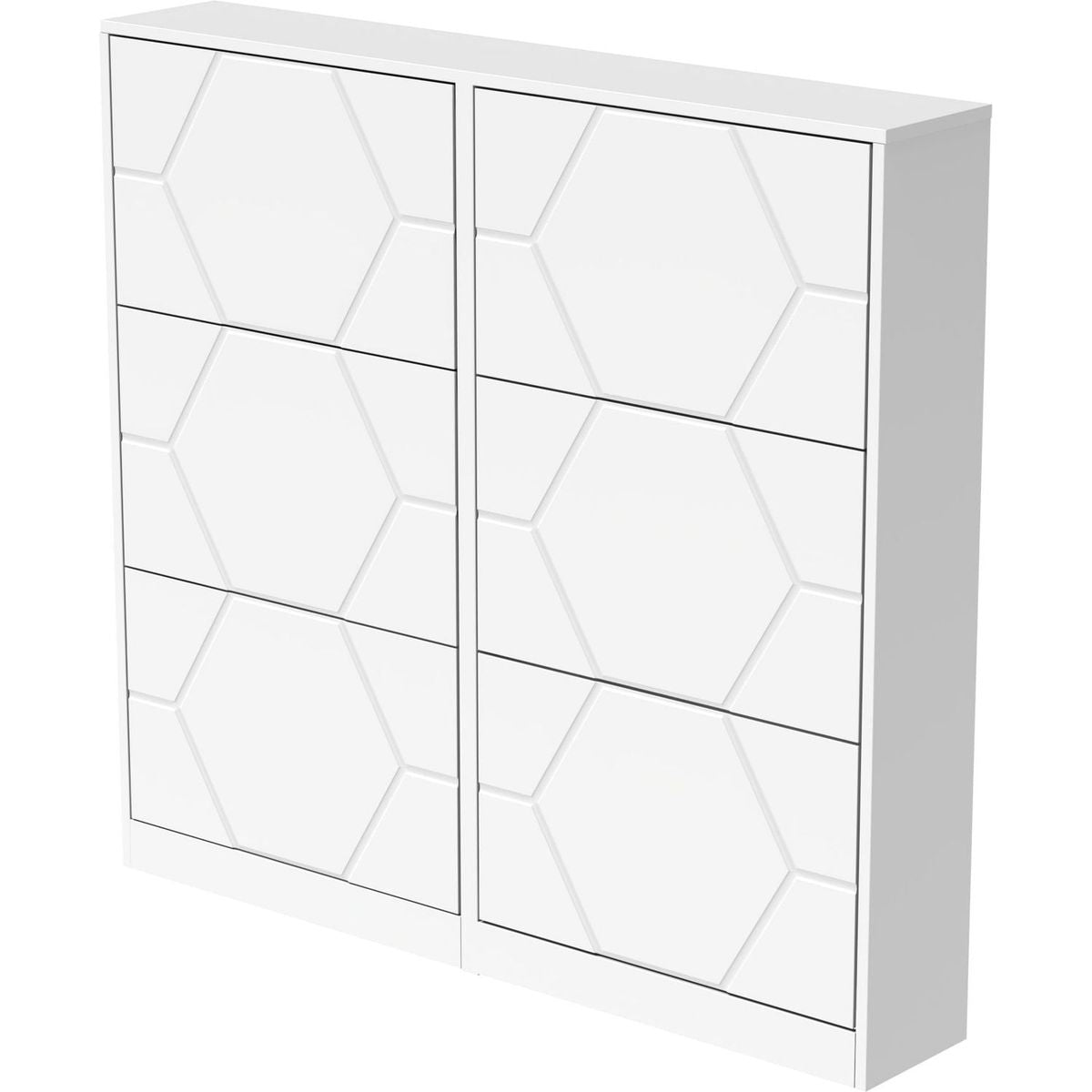 Shoe Storage Cabinet for Entryway, 6 Tiers Shoe Organizer with Carved Panels, Carving Shoe Closet,Vertical Shoe Cabinet for Front Door Entrance,Outdoor,Symmetric Design+White Finish