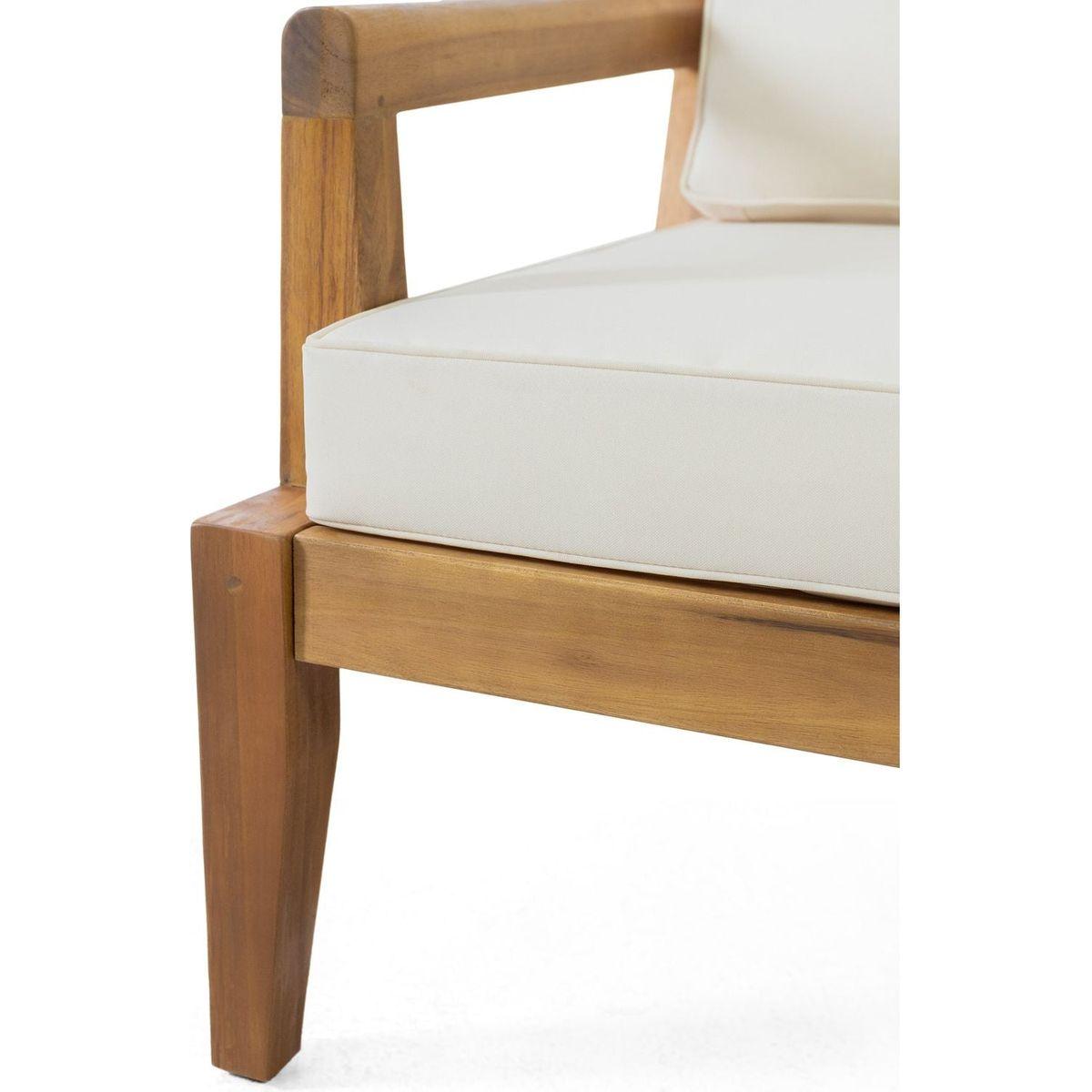 Outdoor Club Chairs with Cushions, 29" H X 26.5" W X 29" D, acacia wood + Teak Finish + Beige