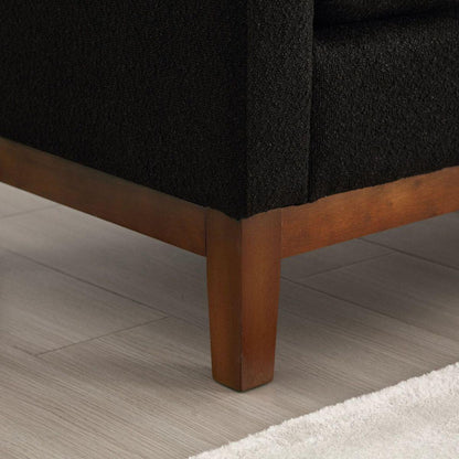 53.5"W Elegant Upholstered Bench, Ottoman with Wood Legs & Bolster Pillows for End of Bed, Bedroom, Living Room, Entryway, Black