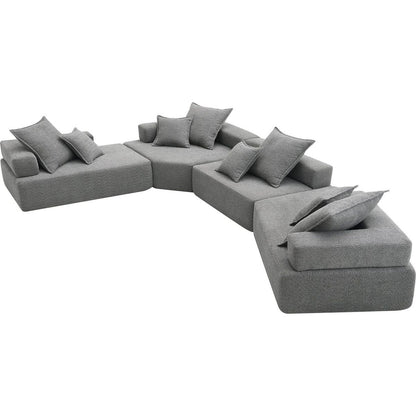 156"Oversized Modular U Shaped Sectional Sofa,Luxury Boucle Floor Couch Set,Convertible Sleeper Couch,Spacious Foam-Filled Sofa Bed for Living Room,4 PC Free Combination,2 Color