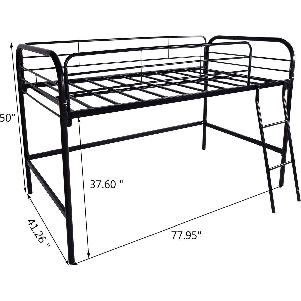 Metal Twin Loft Bed, Twin Size High Loft Bed Black