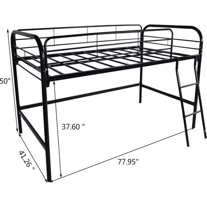 Metal Twin Loft Bed, Twin Size High Loft Bed Black