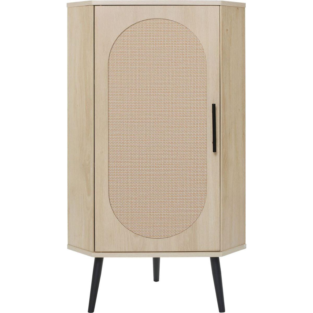 Corner cabinet, Rattan door,Freestanding Corner Tables For Small Spaces, Corner Shelf Stand For Living Room, Kitchen, Bathroom, Bedroom