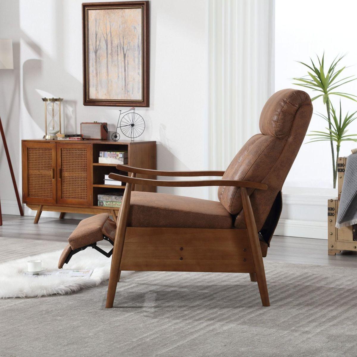 Wood Frame Armchair, Modern Accent Chair Lounge Chair for Living Room