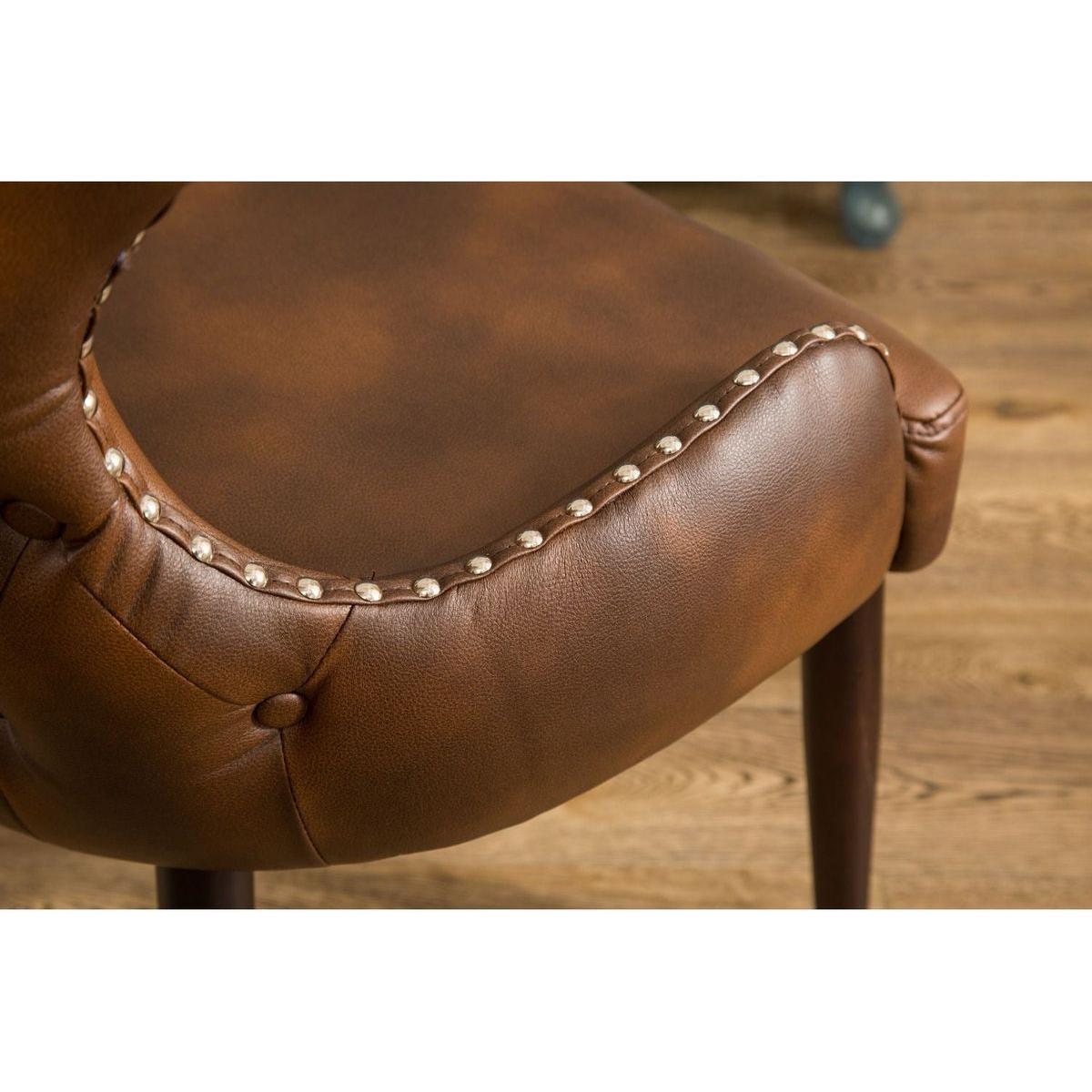 Viking Tufted Button Back barrel chair with Nailhead, Brown