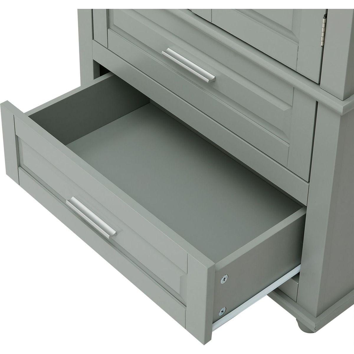 Tall Storage Cabinet with Two Drawers for Bathroom/Office, Grey