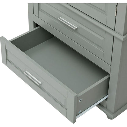 Tall Storage Cabinet with Two Drawers for Bathroom/Office, Grey