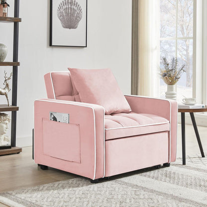 Three-in-one sofa bed chair folding sofa bed adjustable back into a sofa recliner single bed adult modern chair bed berth Pink