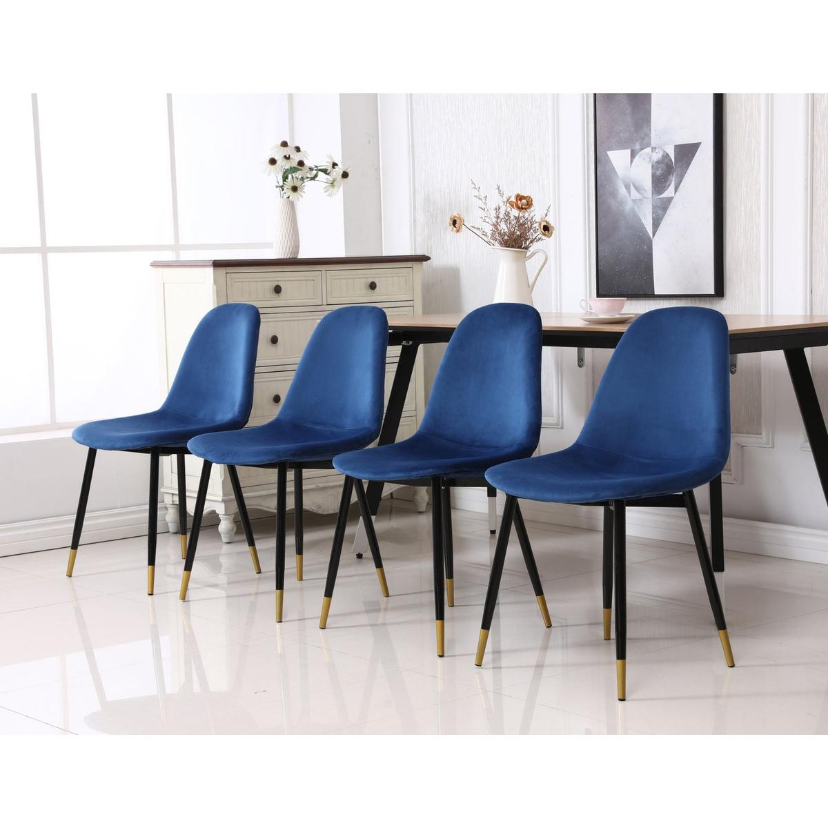 Lassan Contemporary Fabric Dining Chairs, Set of 4, Blue