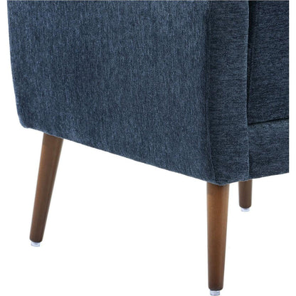 Modern Accent Chair Upholstered Foam Filled Living Room Chairs Comfy Reading Chair Mid Century Modern Chair with Chenille Fabric Lounge Arm Chairs Armchair for Living Room Bedroom (Dark Blue)